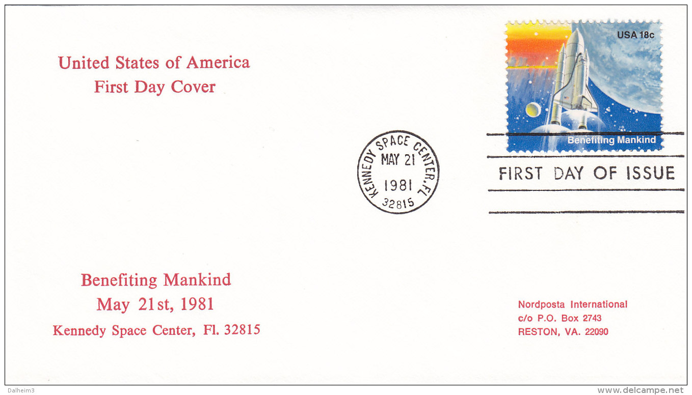 USA 1981 - FDC FDI Kennedy Space Center Fl 32815 - Benefiting Mankind 21.5.1981 - Moon Right Up - Noord-Amerika