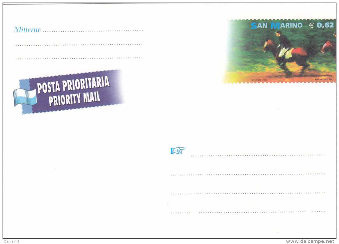 San Marino  Postkarte 0,62 Euro Ungebraucht - Pferd Mit Reiter - Horse - Covers & Documents