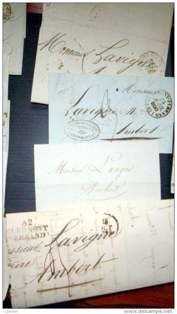 63 CLERMONT FERRAND  CACHETS POSTAUX SUR LETTRES  1830 TREIZE LETTRES AVEC CACHETS ET MARQUES - 1801-1848: Précurseurs XIX