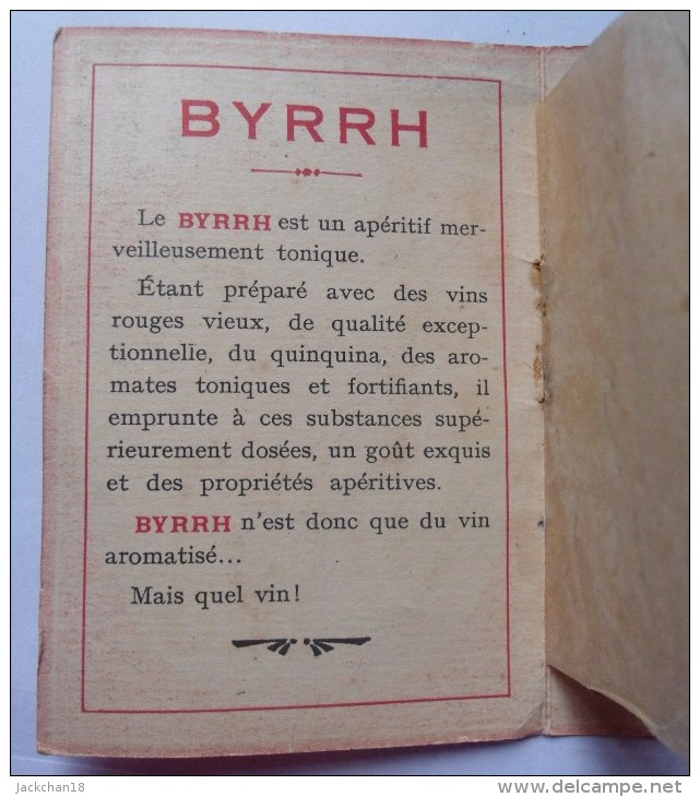 -- PETITE PUBLICITE BYRRH - TAFFETAS D'ANGLETERRE A L'INTERIEUR -- - Alcools