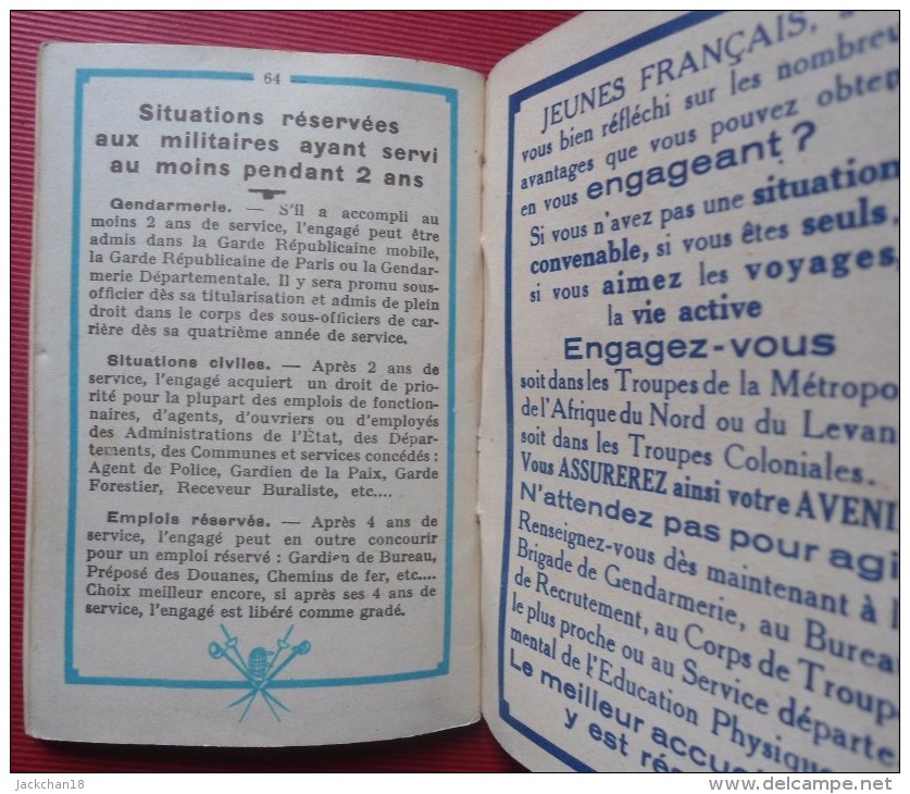 -- PETIT AGENDA DU JEUNE FRANCAIS  EDITE PAR LE MINISTERE DE LA GUERRE  64 PAGES - Autres & Non Classés