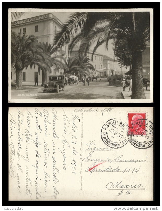 B)1931 ITALY, BUILDINGS, ARCHITECTURE, SCOTT A94, 75C ROSE RED, HOTEL CONCORDIA, CIRCULATED  SAVONA CANC, POSTCARD - Other & Unclassified