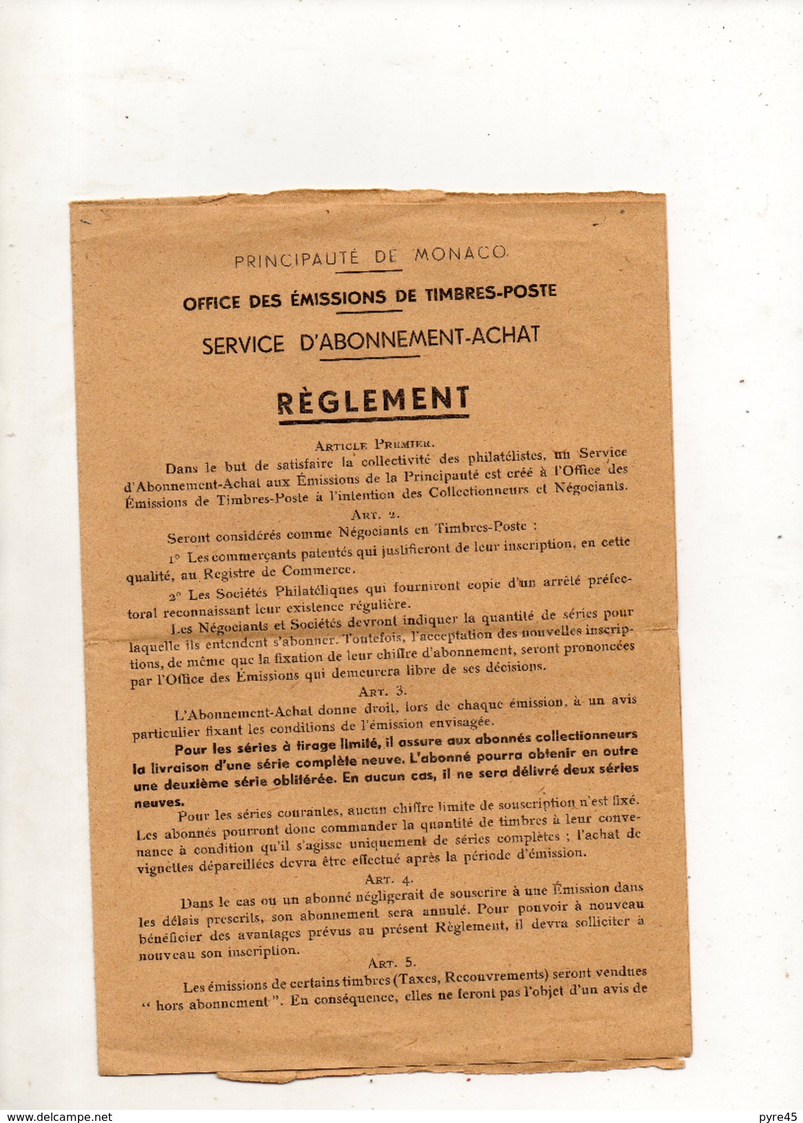 MONACO ENVELOPPE DU 27 FEVRIER 1945 DE MONACO POUR TOULOUSE + FEUILLE DU SERVICE D ABONNEMENT - Storia Postale
