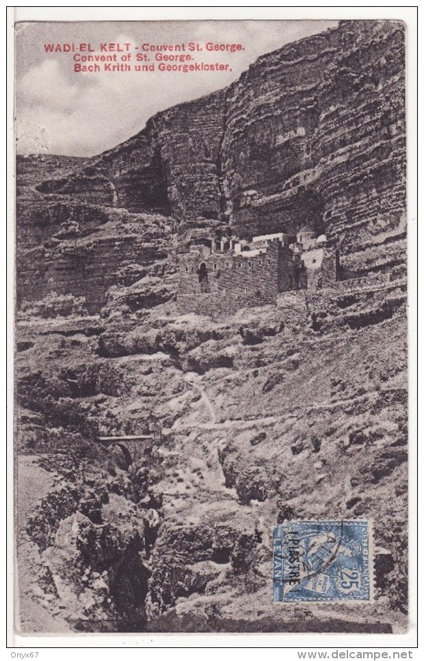 WADI-EL-KELT (Palestine) Couvent Saint-George Avec TIMBRE Mouchon 25 Centimes Bleu Surcharge Piastre Colonie Protectorat - Palestina