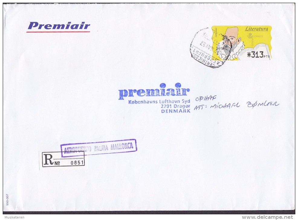 Spain PREMIAIR Registered Certificado Label AEROPUERTO PALMA MALLORCA 1997 Cover Letra ATM / Frama Cervantes - Maschinenstempel (EMA)