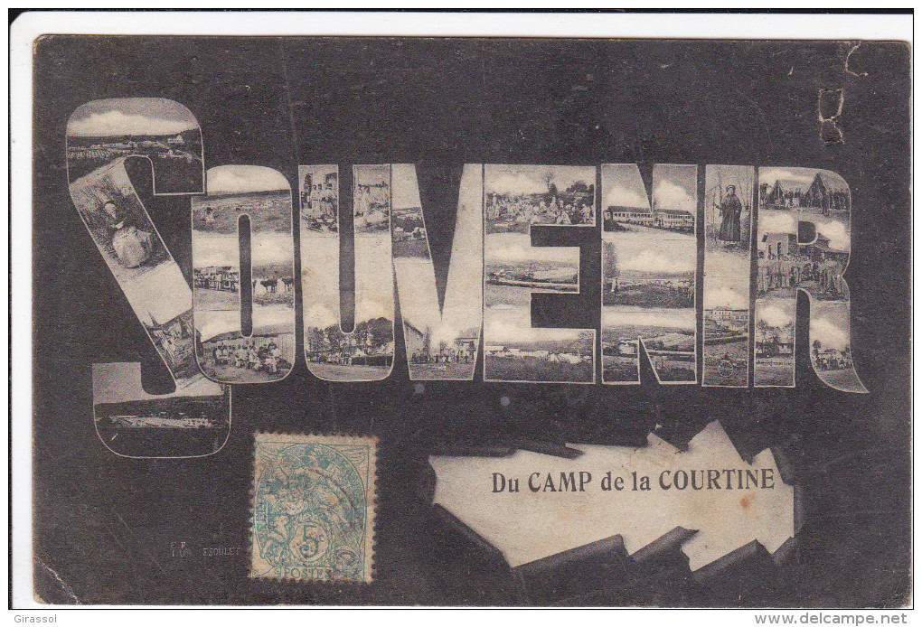 CPA SOUVENIR DU CAMP DE LA COURTINE CREUSE  LETTRES MULTI VUES - La Courtine