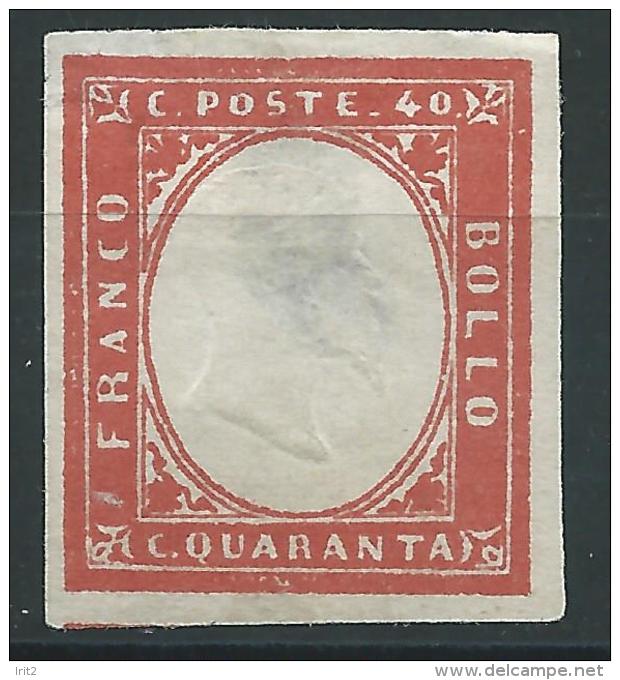 ITALY ITALIA ITALIEN ITALIE Antichi Stati 1861 SARDEGNA RIF 40C CARMINIO VIVO  RISTAMPATO - Sardaigne