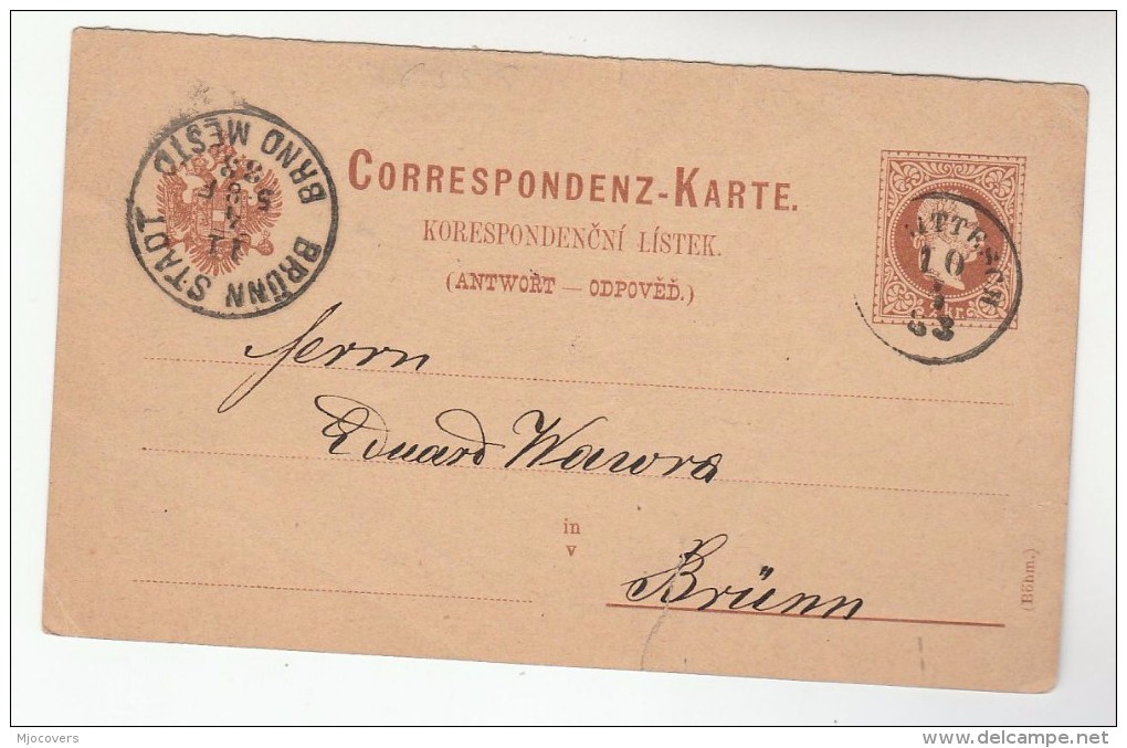 1883  BRNO 2k POSTAL STATIONERY Card AUSTRIA Stamps Cover Czechoslovakia - Covers & Documents