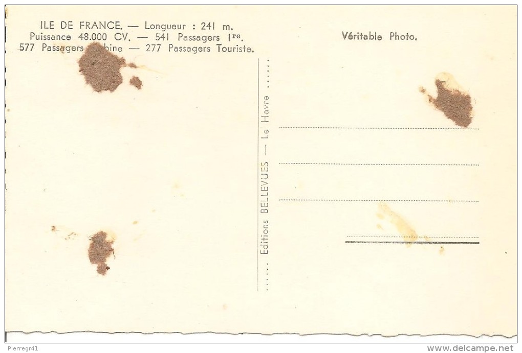 CPA-1955-PAQUEBOT-N&B-Cie GENERALE TRANSATLANTIQUE-ILE DE FRANCE-Edition LUGER-TBE-RARE - Passagiersschepen