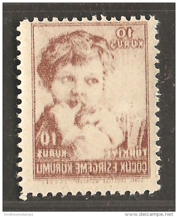 Turkey 1946 Childcare 10 Krs With Full Brown Offset On Back - Kompletter Brauner Abklatch MNH TW46-01c1 - Unused Stamps