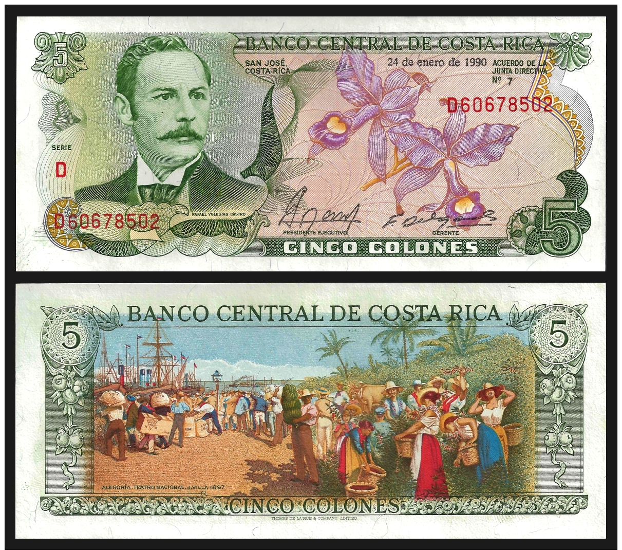 Costa Rica 5 COLONES 24.1.1990 P 236e UNC - Costa Rica