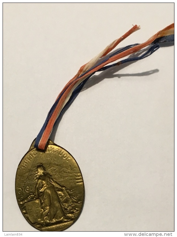 Médaille Militaire - Journée Serbe, WW1 - Grande Guerre - 1916, Métal Doré Embouti, Petit Ruban, Bon état, Scans. - France