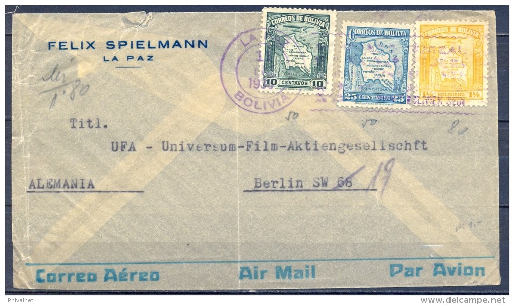 1938 , BOLIVIA , SOBRE CIRCULADO ENTRE LA PAZ  Y BERLÍN , CORREO AÉREO - Bolivie