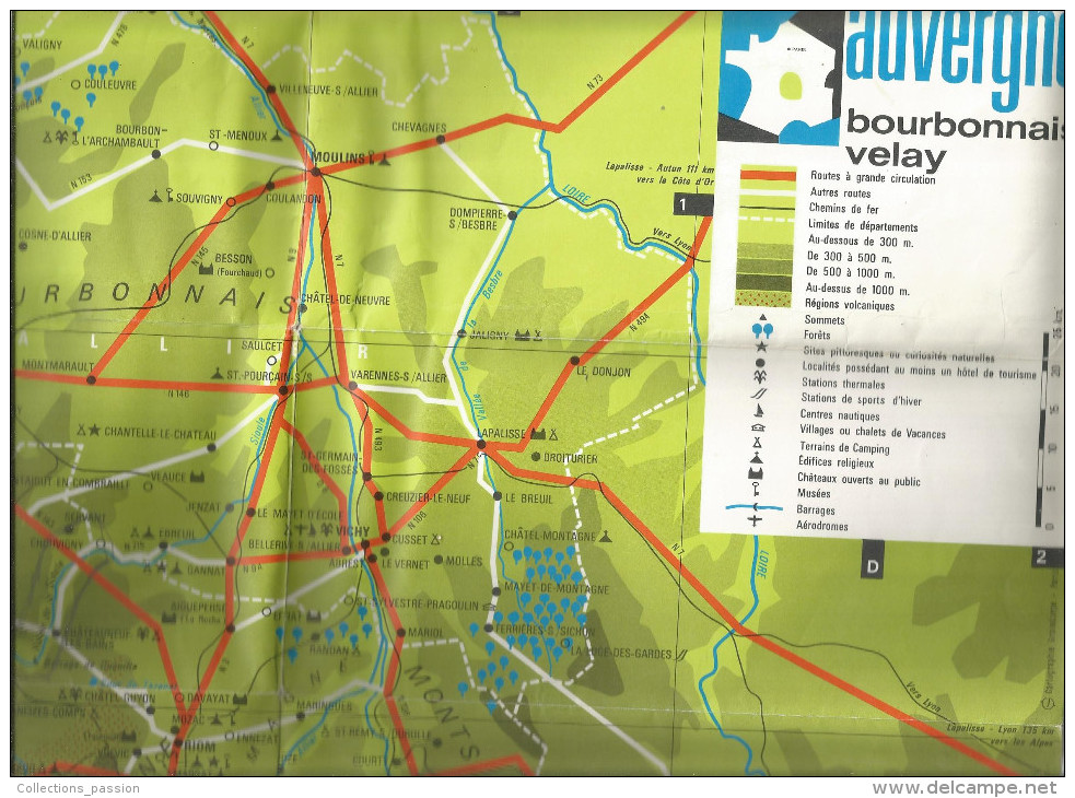 Dépliant Touristique, AUVERGNE , BOURBONNAIS , VELAY , 20 Pages , Plan ,  3 Scans , Frais Fr : 1.95€ - Dépliants Touristiques