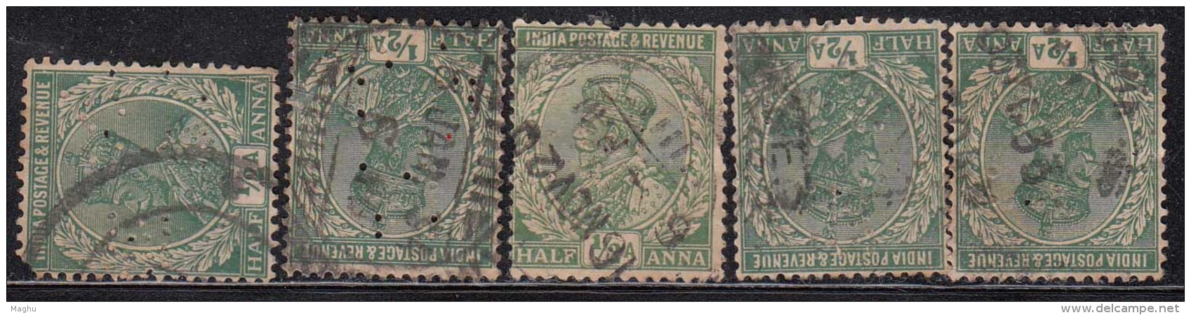 5 Perfins / Perfin. British IndiaUsed  King George V - Perforadas