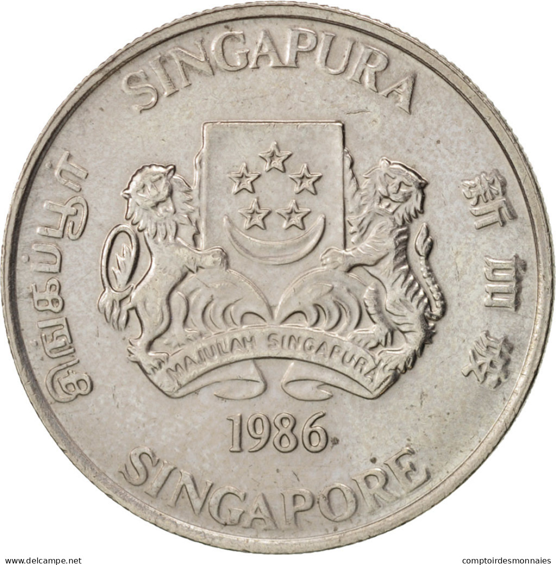 Monnaie, Singapour, 20 Cents, 1986, British Royal Mint, SUP, Copper-nickel - Singapour