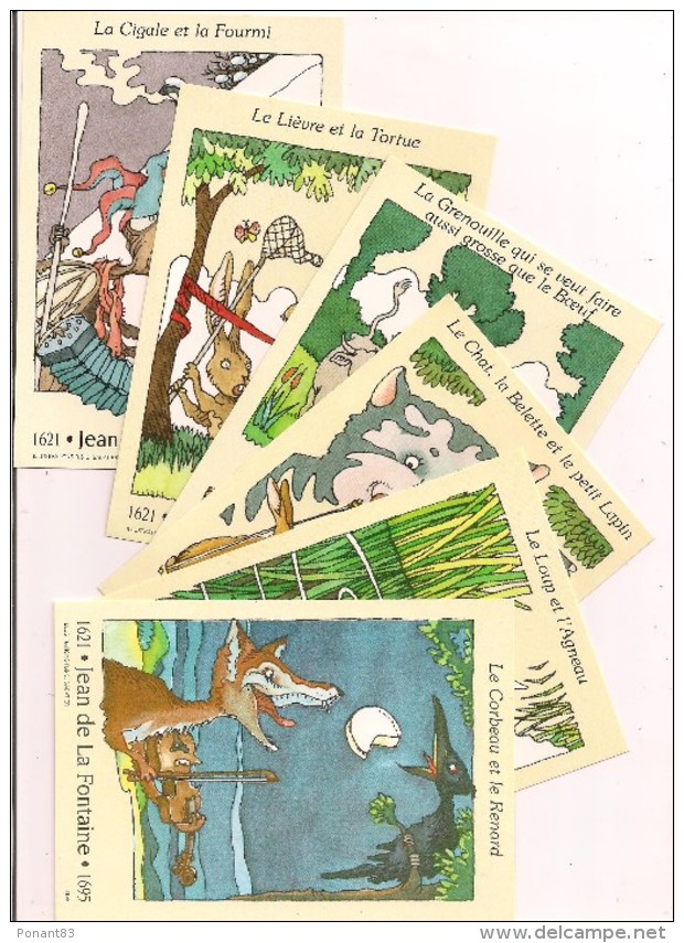 Pochette De 6 Cartes : Fables De Jean De La Fontaine - Affranchies - La Poste - 1995 - Illustrations R & C.Sabatier - - Fairy Tales, Popular Stories & Legends