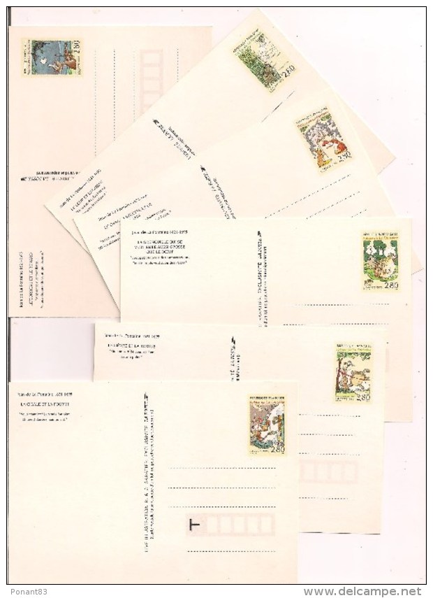 Pochette De 6 Cartes : Fables De Jean De La Fontaine - Affranchies - La Poste - 1995 - Illustrations R & C.Sabatier - - Fiabe, Racconti Popolari & Leggende