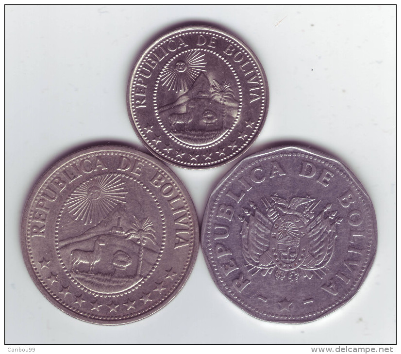 BOLIVIE Lot De 3 Pièces – 20 Centavos 1965 – 1 Peso Boliviano 1968 – 2 Bolivianos 1991 - Bolivia