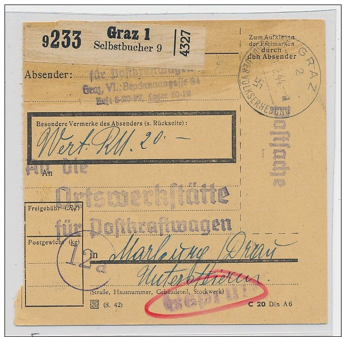 Österreich -alte Paketkarte  Zensur    Be6895 ) Siehe Scan  ! - Lettres & Documents