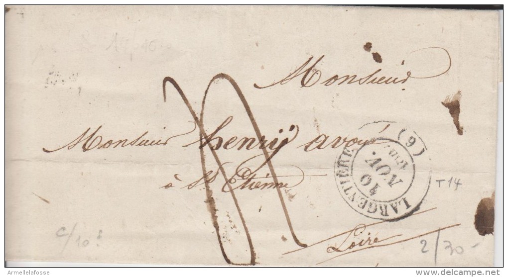 Cachet à Date (CAD) De Largentière (Ardèche) De 1847 T4 Noir - 1801-1848: Vorläufer XIX