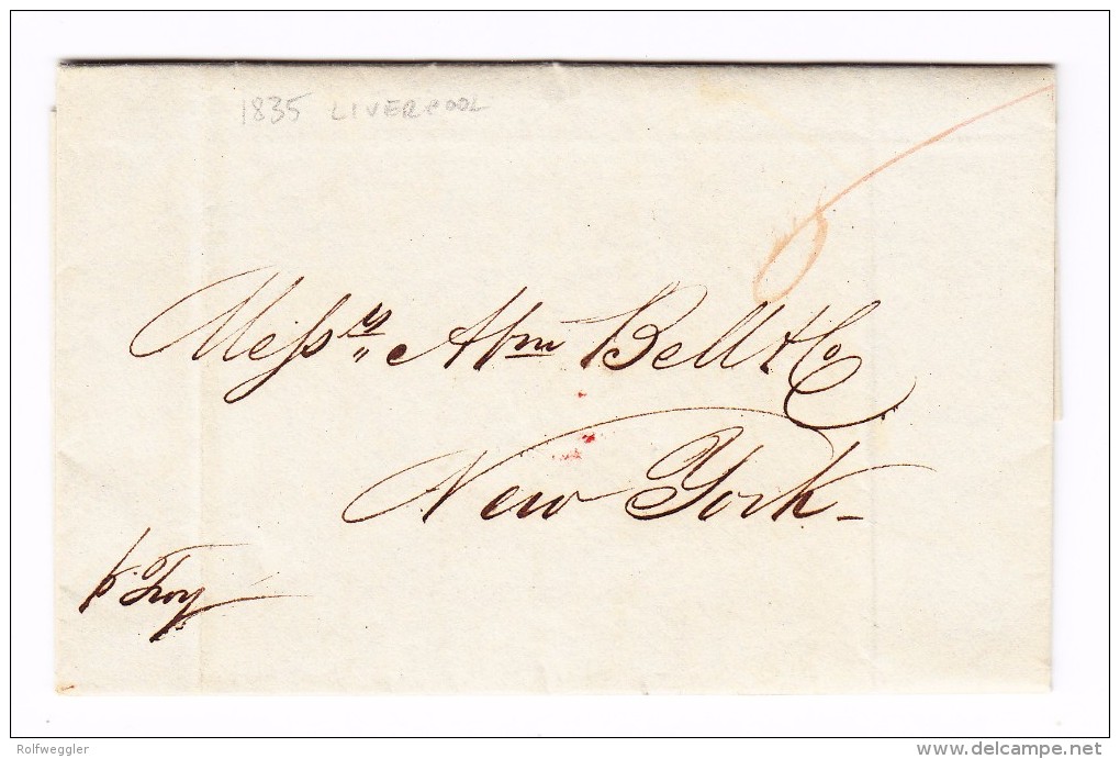 GB Liverpool 24.1.1835 Vorphila Brief Nach New-York - ...-1840 Préphilatélie