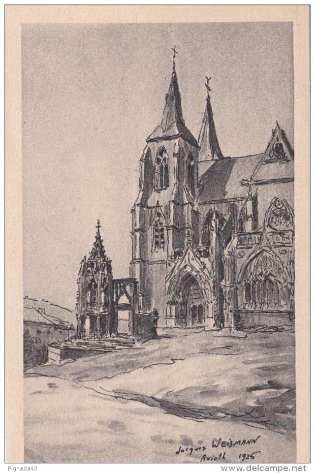 Cp , 55 , AVIOTH , Église De La Recrevesse, D'après Un Dessin De J. WEISMANN , 1926 - Avioth