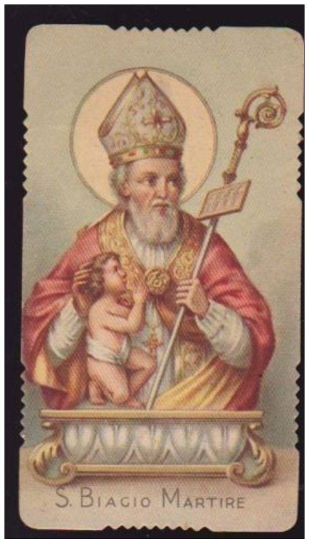 SANTINO GN HOLYCARD IMAGE PIEUSE ANDACHTSBILD FUSTELLATO S .BIAGIO MARTIRE 1898 - Religión & Esoterismo