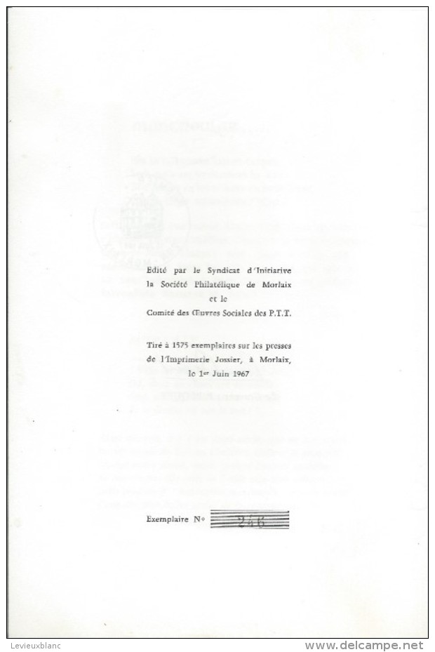 Plaquette De Prestige/Premier Jour/10 Juin 1967/MORLAIX/Côtes Du Nord/Timbre/ Bequet/Graveur/1967  TIMB95 - Andere & Zonder Classificatie