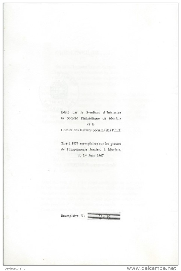 Plaquette De Prestige/Premier Jour/10 Juin 1967/MORLAIX/Côtes Du Nord/Timbre/ Bequet/Graveur/1967  TIMB95 - Sonstige & Ohne Zuordnung