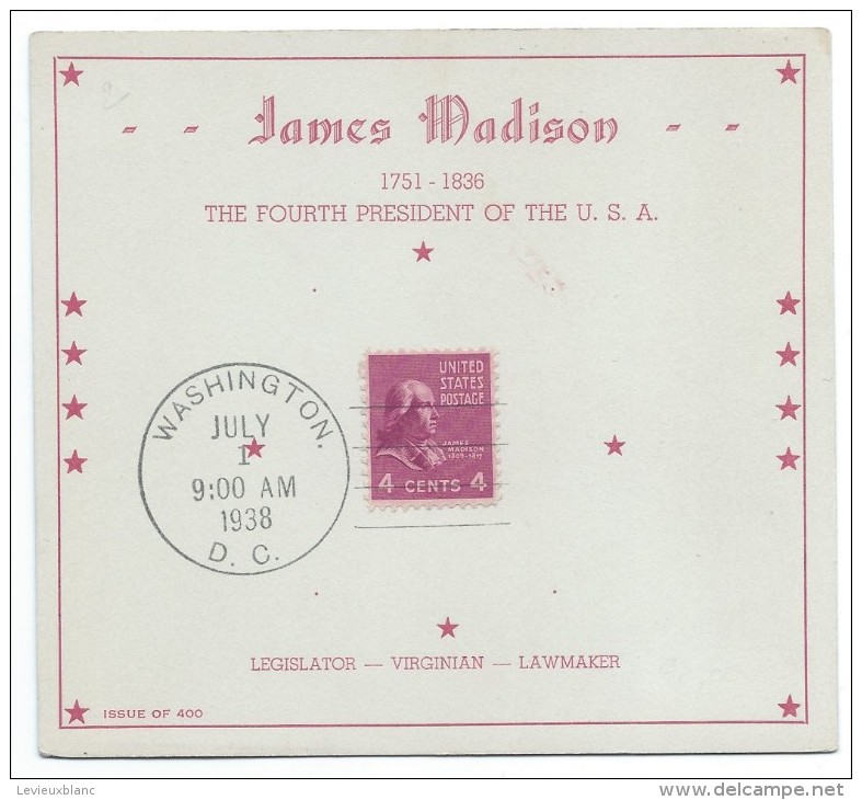 U.S.A./Série De 8 Timbres Affranchis Sur Cartes-souvenir /Maison Blanche Et Présidents//1938  TIMB96 - Gebraucht