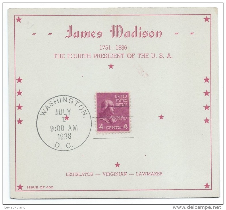 U.S.A./Série De 8 Timbres Affranchis Sur Cartes-souvenir /Maison Blanche Et Présidents//1938  TIMB96 - Usados