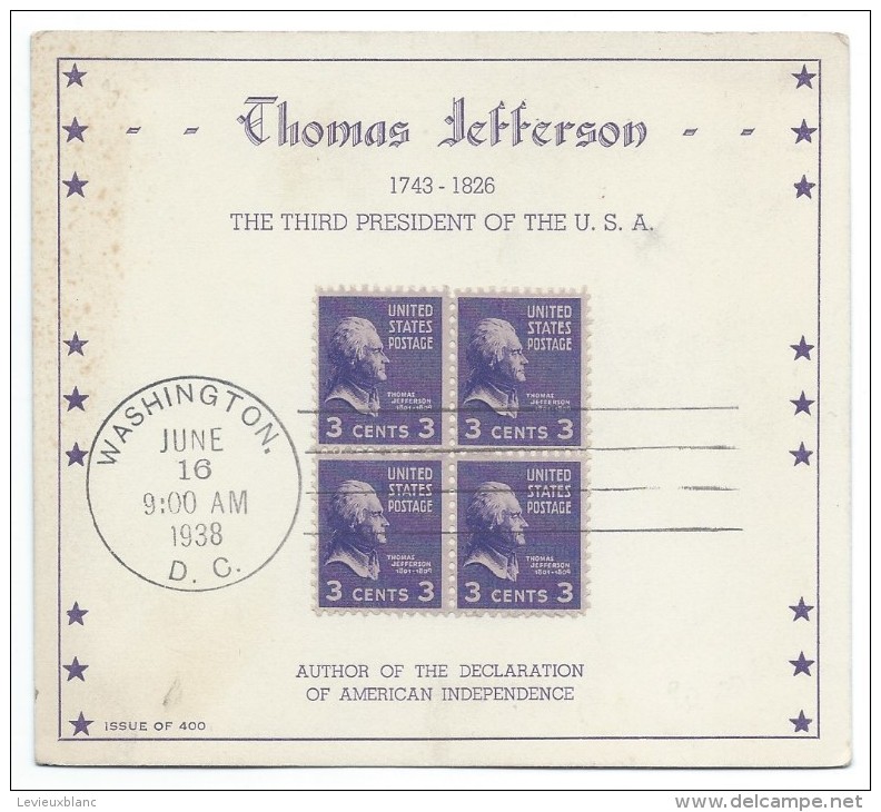 U.S.A./Série De 8 Timbres Affranchis Sur Cartes-souvenir /Maison Blanche Et Présidents//1938  TIMB96 - Gebruikt