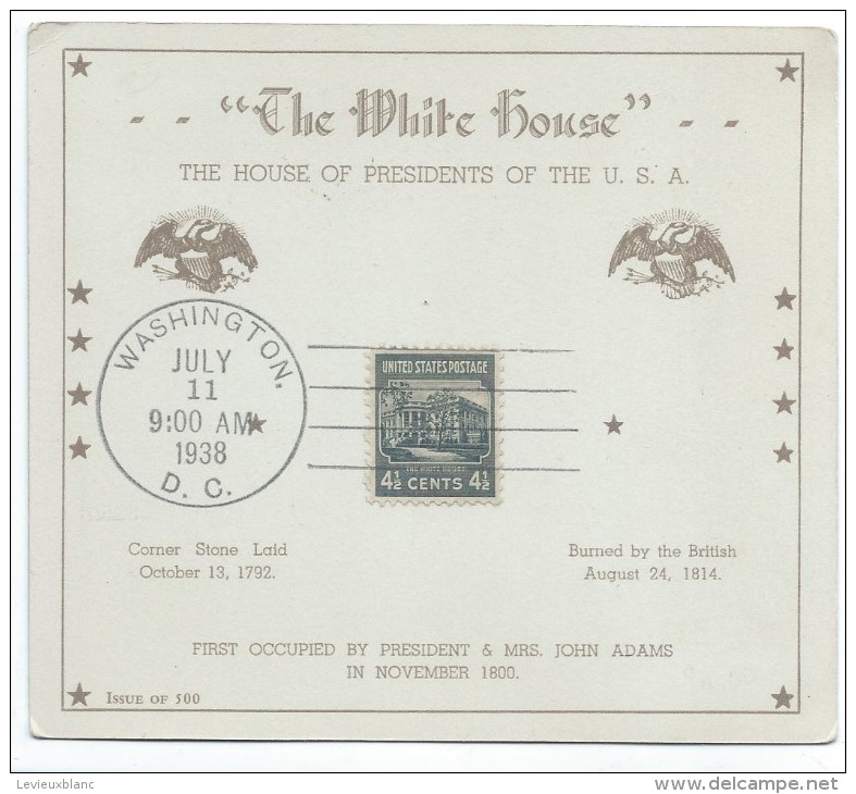 U.S.A./Série de 8 Timbres affranchis sur cartes-souvenir /Maison Blanche et Présidents//1938  TIMB96