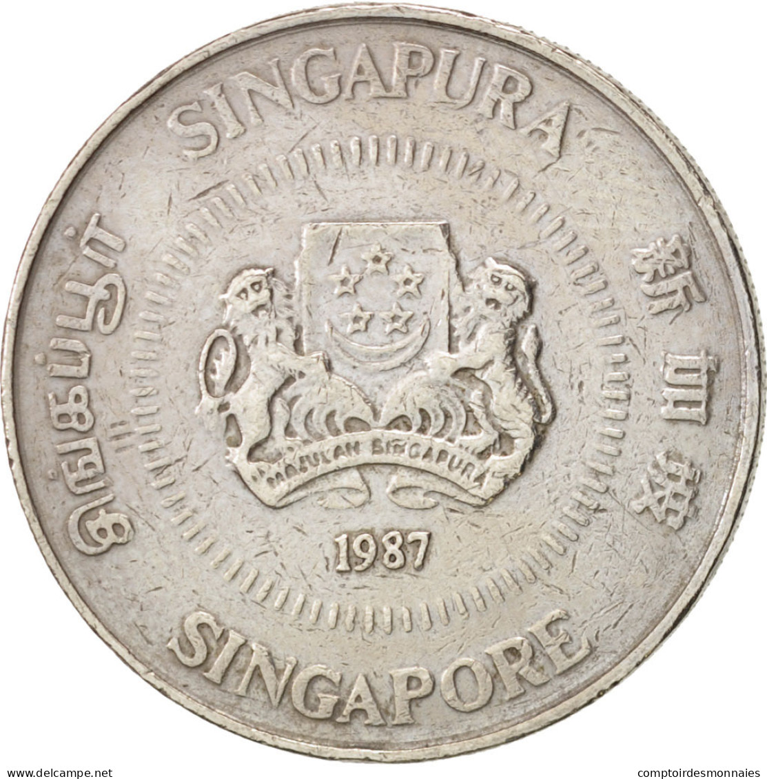 Monnaie, Singapour, 50 Cents, 1987, British Royal Mint, TTB, Copper-nickel - Singapour