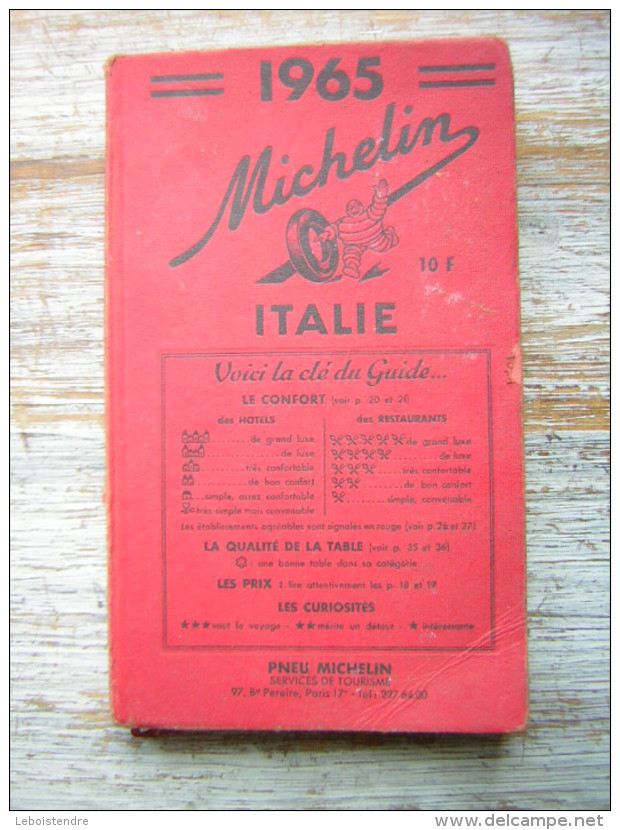 GUIDE ROUGE  MICHELIN 1965 ITALIE  EN FRANCAIS ET ITALIEN - Michelin (guide)
