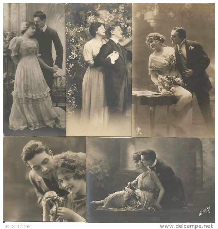 Galanti, Amorose, Fidanzati, Innamorati, 1910/20, 5 Cartoline Differenti, Edizione Fotocelere, Torino. - Coppie