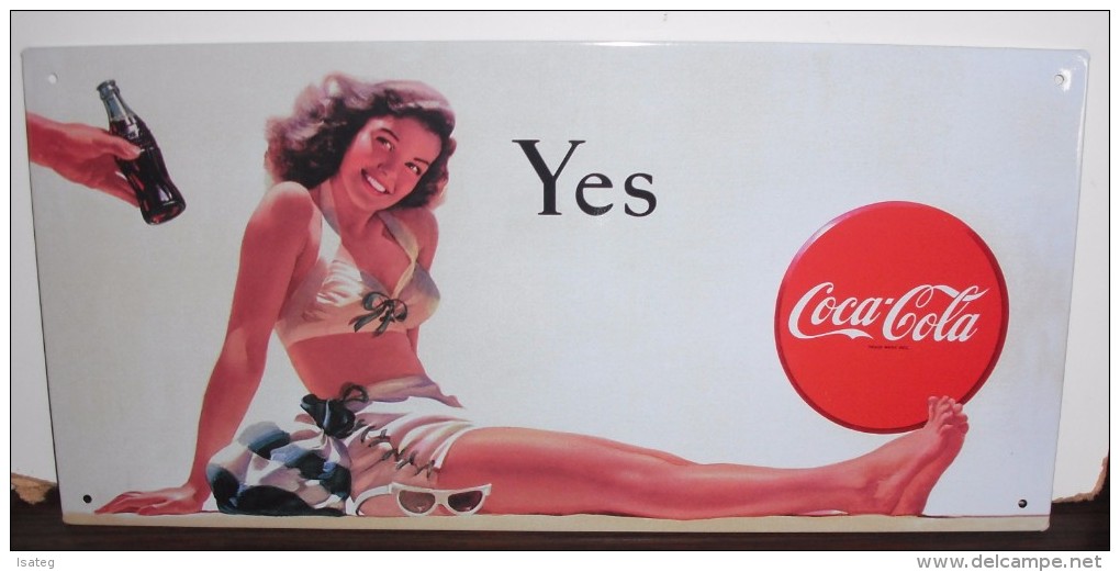Plaque Métal Coca-Cola "Yes" - Plaques En Tôle (après 1960)