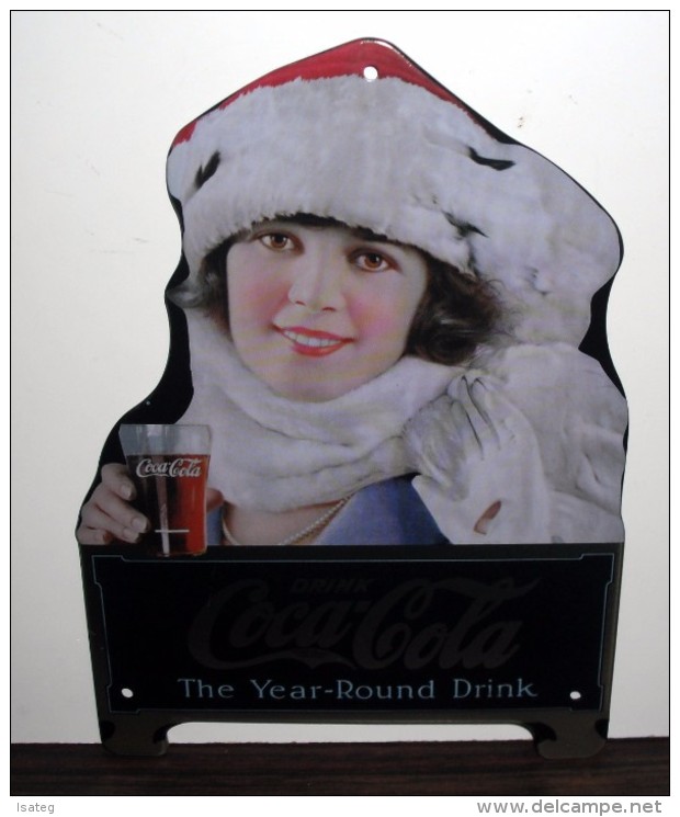 Plaque Metal Coca-Cola "The Year-Round Drink" - Tin Signs (after1960)