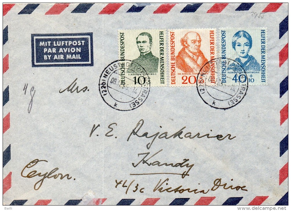 Allemagne Lettre De Neustadt Pour Ceylan 1955 - Covers & Documents