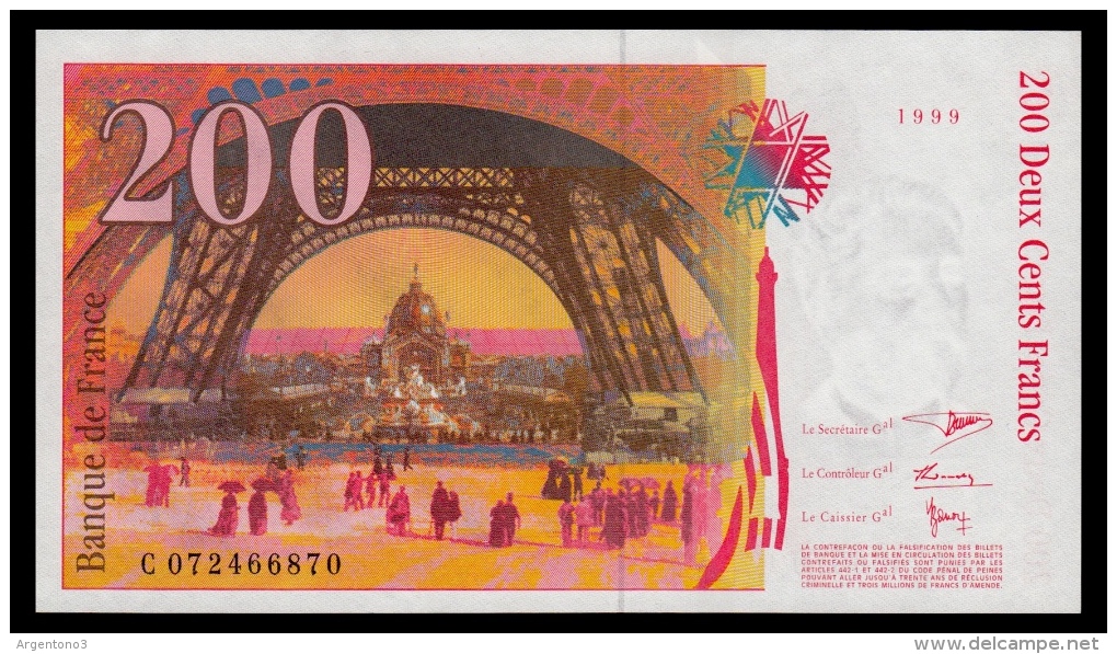 France 200 Francs 1999 UNC - 200 F 1995-1999 ''Eiffel''