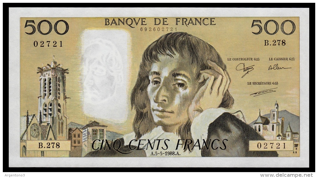 France 500 Francs 1988 UNC - 500 F 1968-1993 ''Pascal''