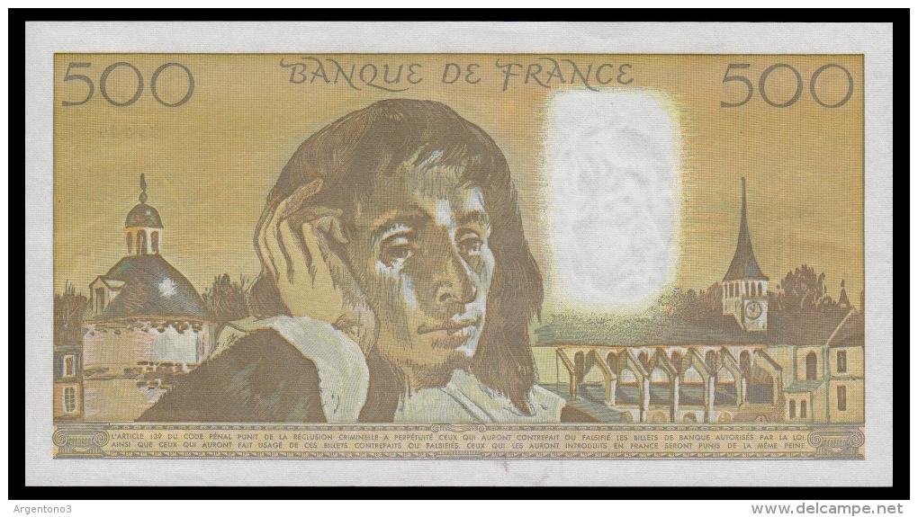 France 500 Francs 1991 XF+ - 500 F 1968-1993 ''Pascal''