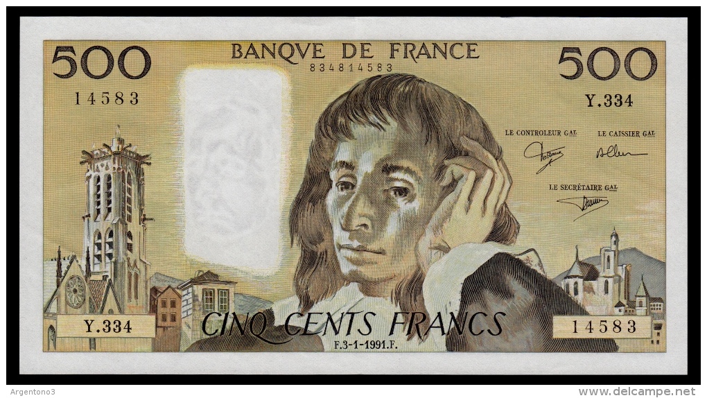 France 500 Francs 1991 XF+ - 500 F 1968-1993 ''Pascal''