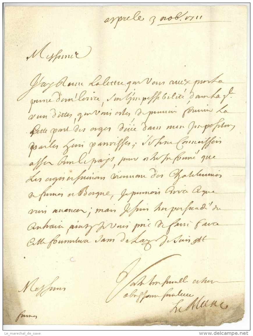 GUERRE DE LA SUCCESSION D'ESPAGNE - Claude Le Blanc (1669-1728) Ministre - YPRES 1711 Belgique - Sellos De La Armada (antes De 1900)