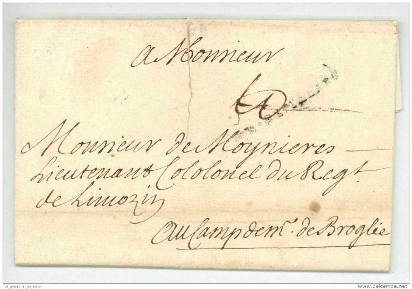 GUERRE DE LA SUCCESSION D'ESPAGNE - Général ALBERGOTTI (1654-1717) - Camp De HAUCOURT 1710 AR. DE VILLARS - Army Postmarks (before 1900)