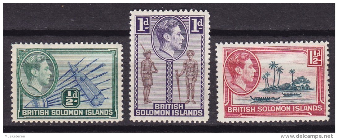 British Solomon Islands 1939 Mi. 59-61 King König George & Various Designs Speers Police Roowing Boat MNH** - Iles Salomon (...-1978)