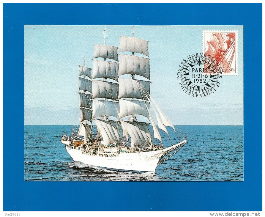 Norwegen 1981  Mi.Nr. 839 , " Christian Radich " - Maximum Card - Stempel Philex France 21.6.1982 - Cartes-maximum (CM)