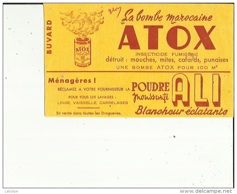 Buvard G F_21x12 -La Bombe Marocaine ATOX  Insecticide-Mouche-Mite Etc__Poudre Menagère ALI  Linge-Vaisselle Etc - I