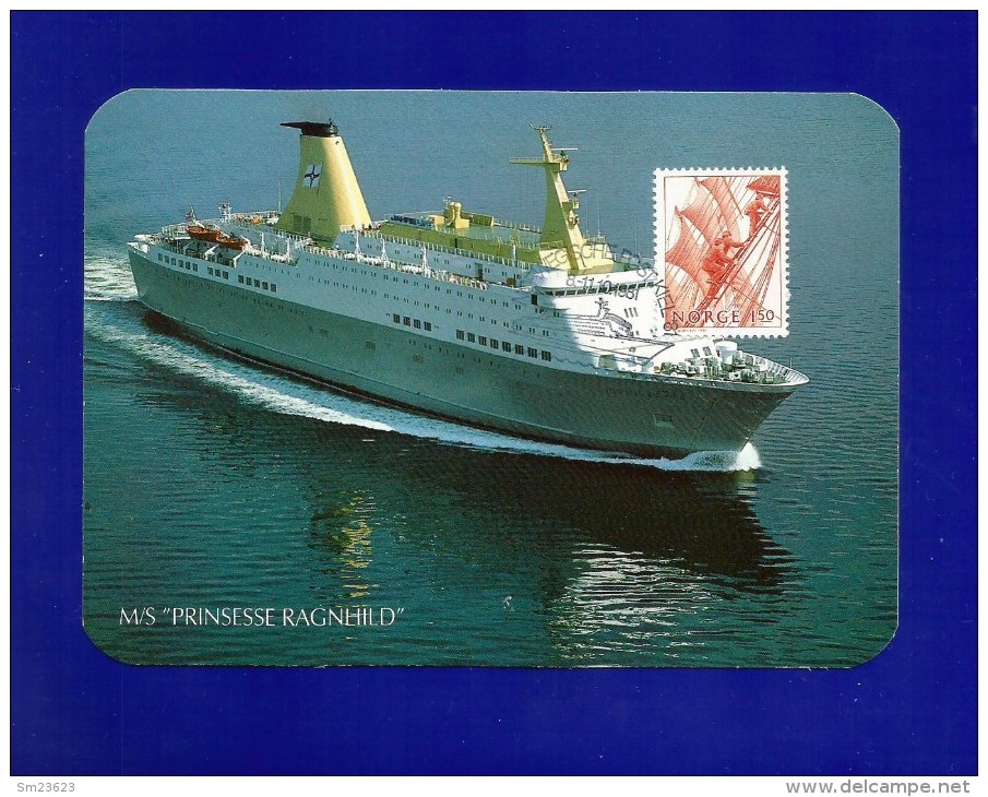 Norwegen 1981  Mi.Nr. 839 / 840 , M/S " Prinsesse Ragnhild " - Maximum Card - Norwigsche Post  Kiel - 8.-11.10.1981 - Maximumkaarten